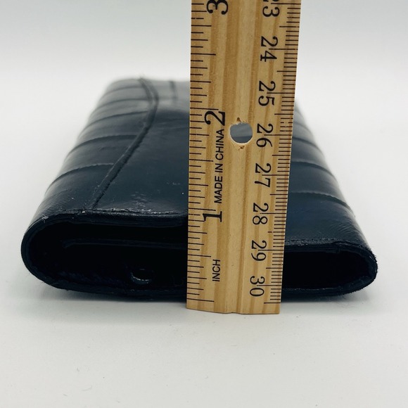 Vintage Navy Blue Eel Skin TriFold Wallet Checkbook Cards Coins Korea - Picture 11 of 11